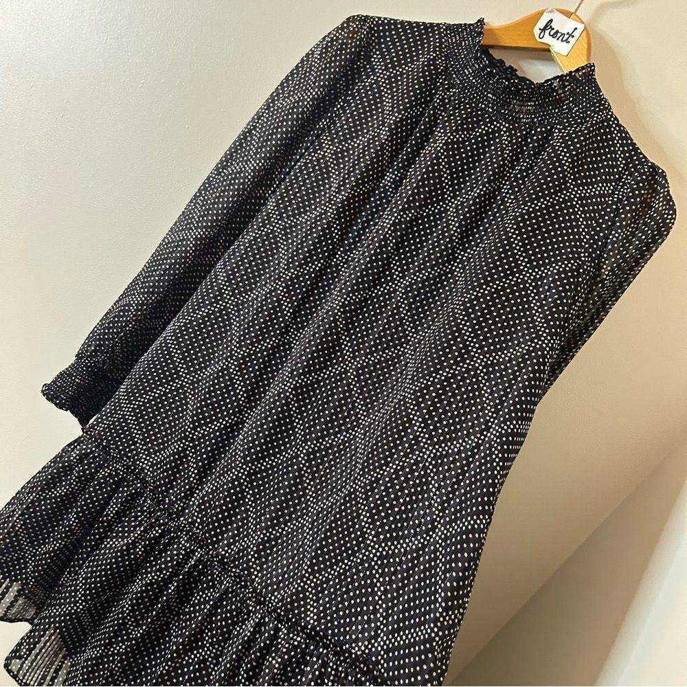 J. Crew S Black White Polka Dot Sheer Dress Preppy Romantic Retro Classy Evening - Picture 5 of 8